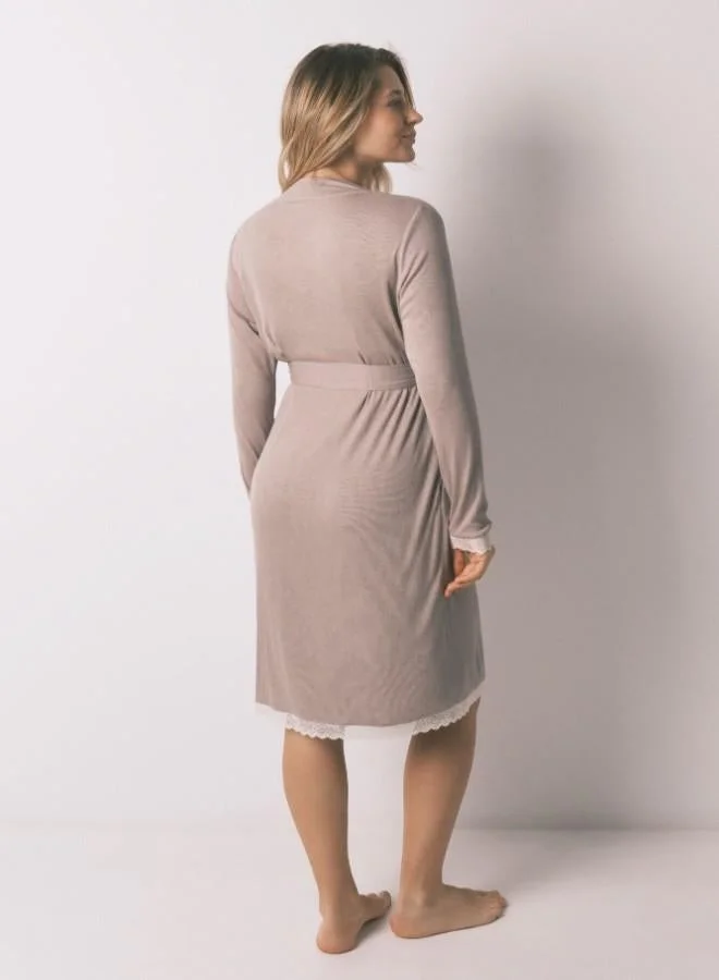 women'secret Grey maternity belted robe